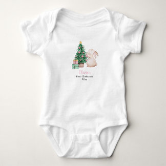 Body Para Bebé Conejo personalizado para el primer Navidad del be