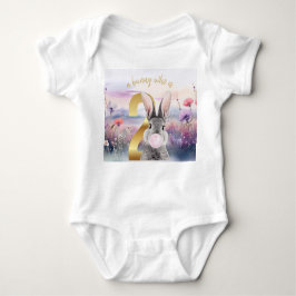 Body Para Bebé Conejo Segundo cumpleaños, chicle rosado