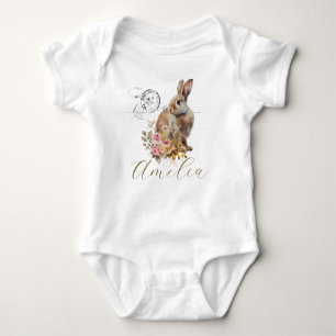 Body Para Bebé Conejo vintage francés personalizado con rosas