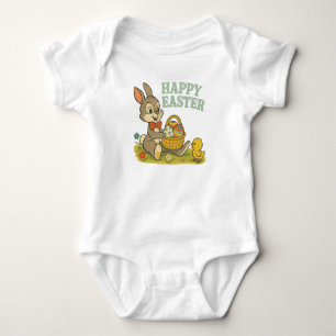 Body Para Bebé Conejo vintage/Huevo de Pascua de primavera 