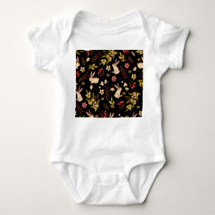 Body Para Bebé Conejos Cutos: Patrón de acuarela dibujado a mano