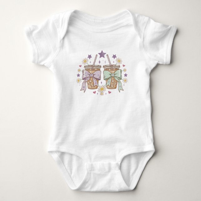 Body Para Bebé Conjunto de Bebé Coquette Floral Iced Coffee | Mod (Anverso)