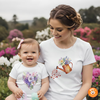 Body Para Bebé Conjunto floral de corazón floreciendo en acuarela