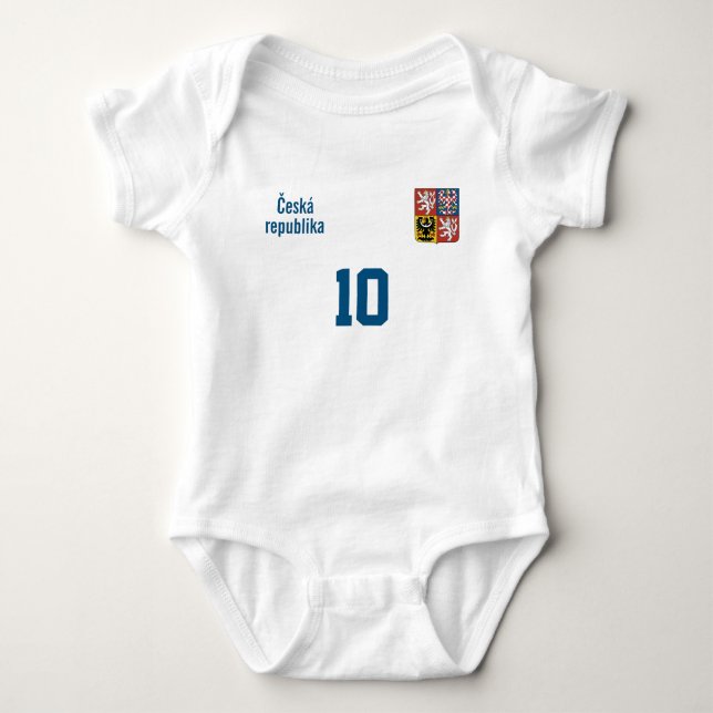 Body Para Bebé Conjunto personalizado de Chequia con nombre y núm (Anverso)