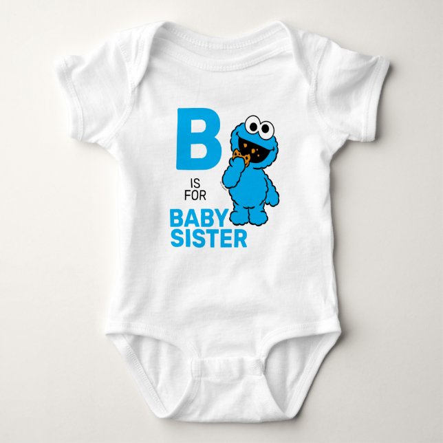 Body Para Bebé Cookie Monster | B es para Hermana Bebé (Anverso)