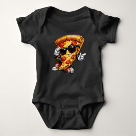 Body Para Bebé Cool Pizza Slice Mascot with Sunglasses Art