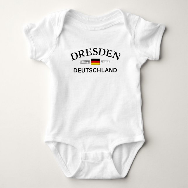 Body Para Bebé Coordenadas de Dresde Alemania Alemán (Anverso)