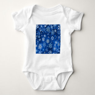 Body Para Bebé Copo de Nieve de Navidad Azul y Plateado