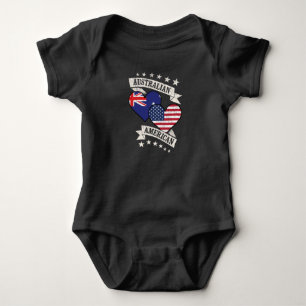 Body Para Bebé Corazón americano australiano banderas Australia A