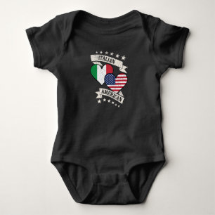 Body Para Bebé Corazón americano italiano banderas Italia América
