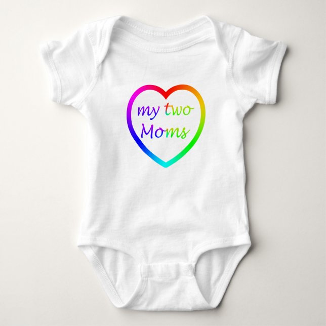 Body Para Bebé Corazón arcoiris dos mamás (Anverso)