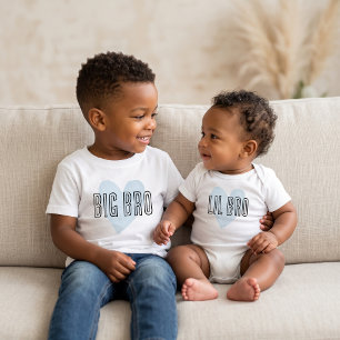 Body Para Bebé Corazón Azul Lil Bro Pareja Hermano Familia