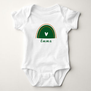 Body Para Bebé Corazón Boho Verde Arcoíris con Nombre Personaliza