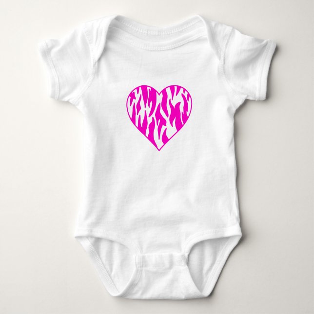 Body Para Bebé Corazón con estampado de tigre rosa (Anverso)