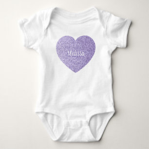 Body Para Bebé Corazón con purpurina violeta claro personalizado 