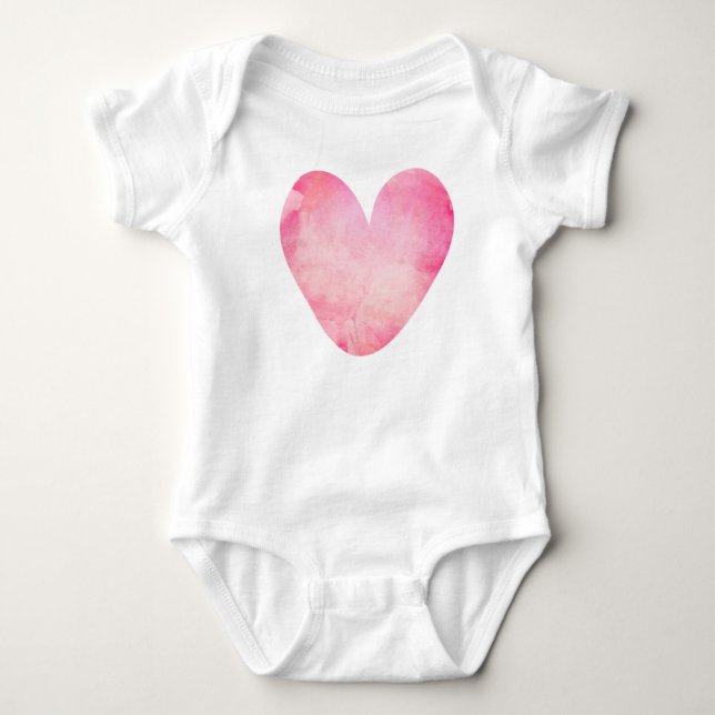 Body Para Bebé Corazón de acuarela rosa (Anverso)