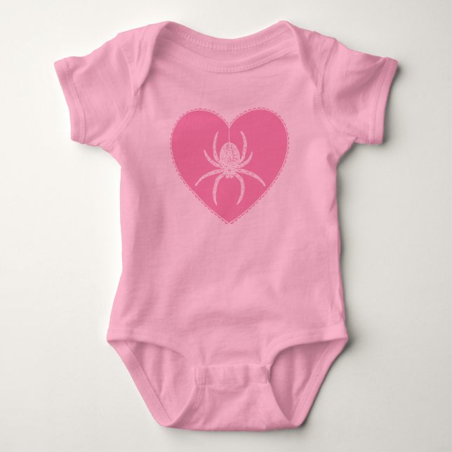 Body Para Bebé Corazón de Araña Rosa (Anverso)