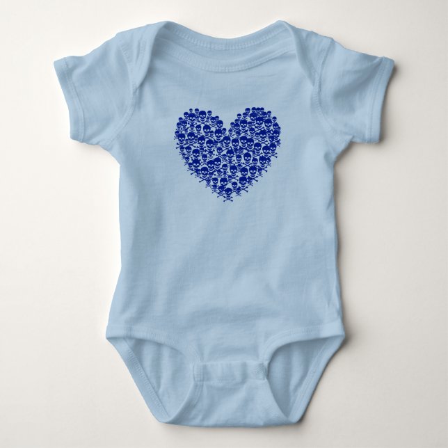 Body Para Bebé Corazón de calavera azul (Anverso)