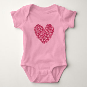 Body Para Bebé Corazón de cráneo rosado