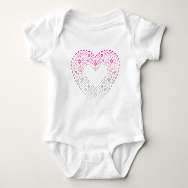 Body Para Bebé Corazón de encaje de gradiente rosado (Anverso)
