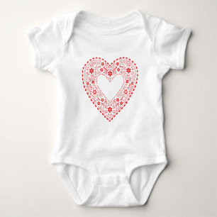 Body Para Bebé Corazón de encaje rojo
