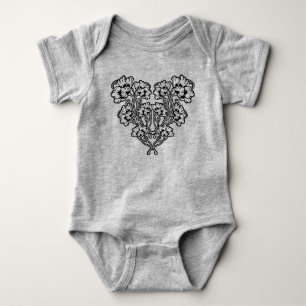 Body Para Bebé Corazón de flores de estilo gótico Art Nouveau
