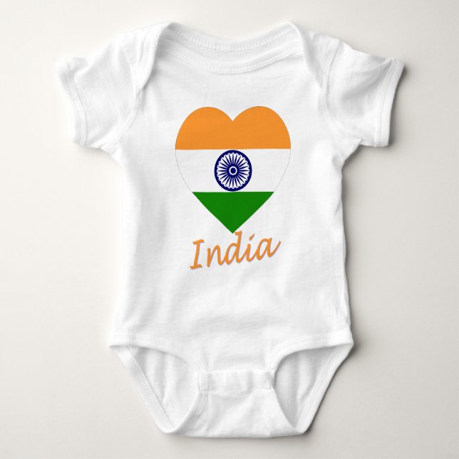 Body Para Bebé Corazón de la bandera de la India (Anverso)
