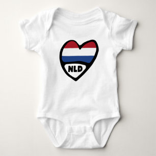 Body Para Bebé Corazón de la bandera de los Países Bajos, NLD