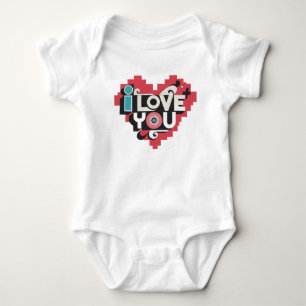 Body Para Bebé Corazón de píxel Me encantas Tipografía retro