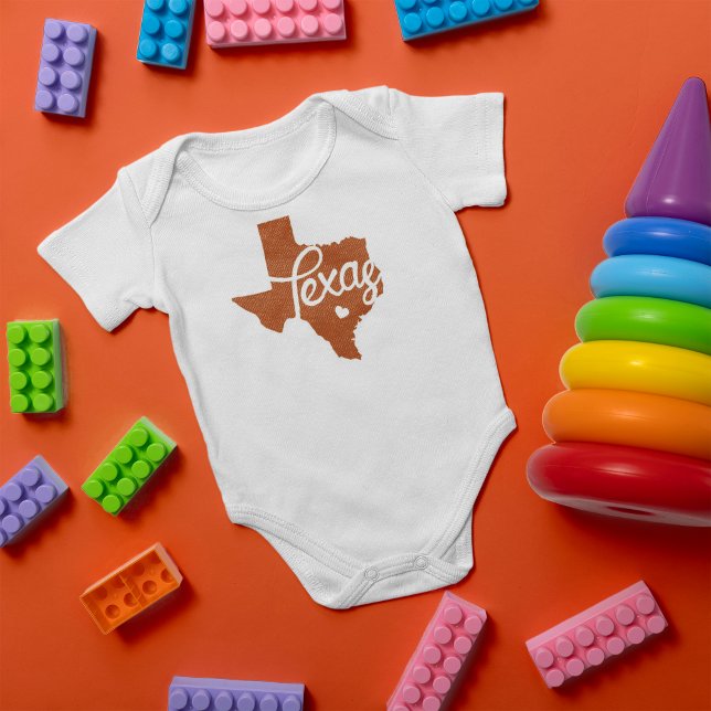 Body Para Bebé Corazón de Texas Naranja quemado (Subido por el creador)
