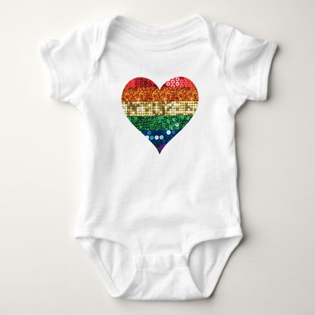 Body Para Bebé corazón del arco iris de lgbt (Anverso)