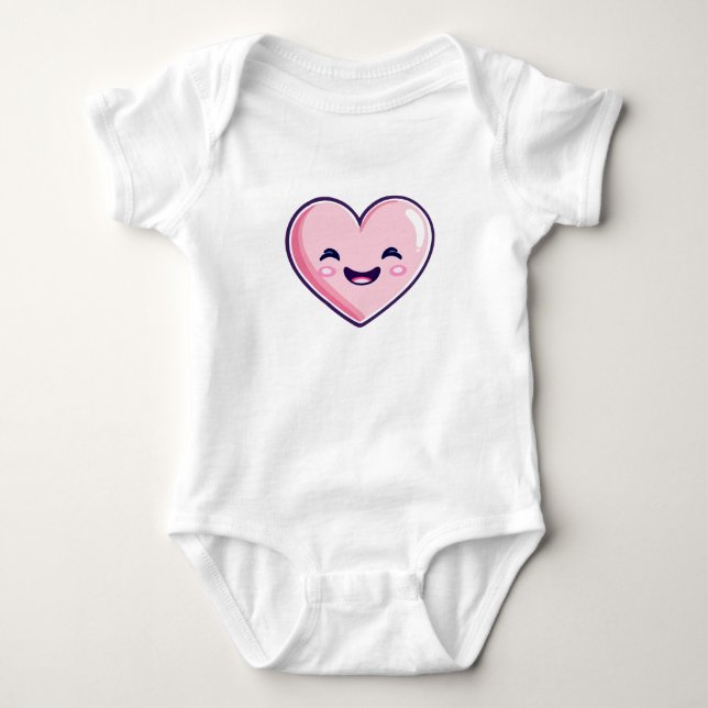 Body Para Bebé corazón feliz rosa (Anverso)