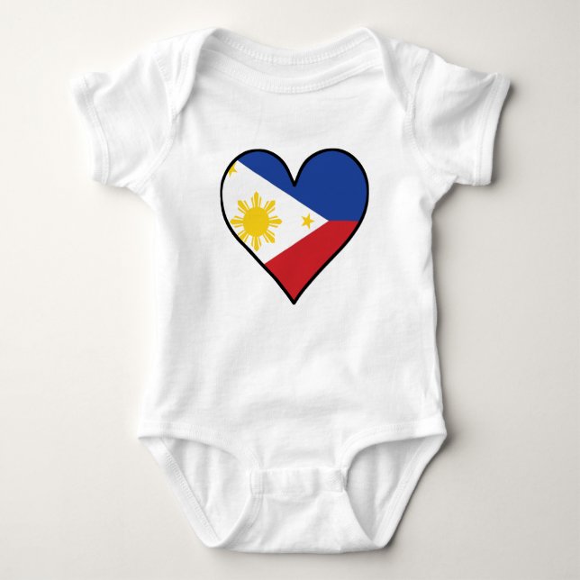 Body Para Bebé Corazón filipino de la bandera (Anverso)