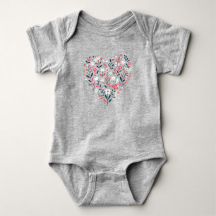 Body Para Bebé Corazón floral de San Valentín