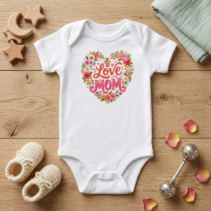 Body Para Bebé Corazón Floral, Regalo para Mamá Anuncia Recién