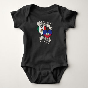 Body Para Bebé Corazón haitiano mexicano: Banderas de México Hait