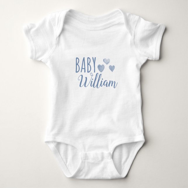 Body Para Bebé Corazón nombre de bebé niño Personalizado (Anverso)