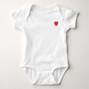Body Para Bebé Corazón rojo con ojos en traje de bebé blanco