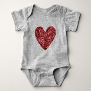 Body Para Bebé Corazón Rojo de Falso Tejido