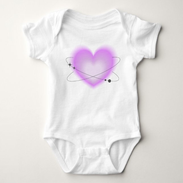 Body Para Bebé Corazón Rosa Atómico Retro (Anverso)