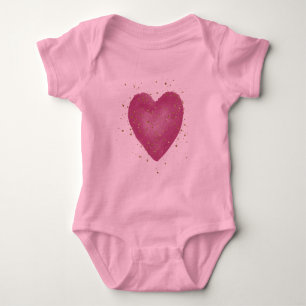 Body Para Bebé Corazón Rosa Glam Brillante Dorado