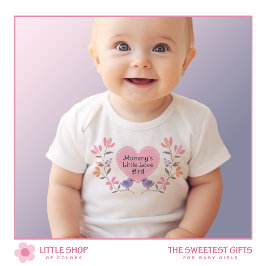 Body Para Bebé Corazón Rosa Lindo Amor Pájaro Floral