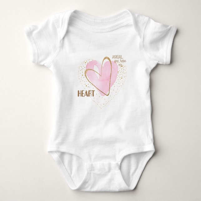 Body Para Bebé Corazón rosa personalizado (Anverso)