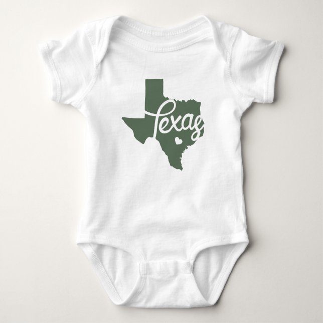Body Para Bebé Corazón verde de Texas (Anverso)