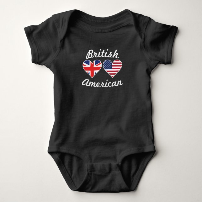 Body Para Bebé Corazones británicos de la bandera americana (Anverso)