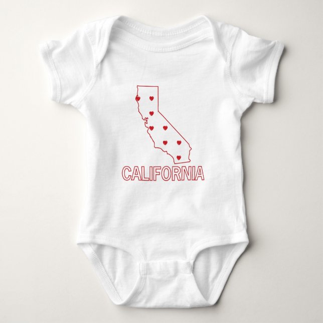 Body Para Bebé Corazones de California (Anverso)