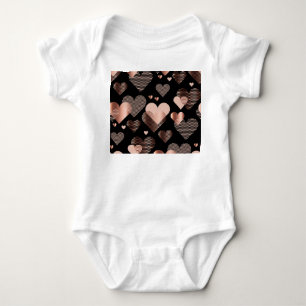 Body Para Bebé corazones de oro Rosa, negros vintage.