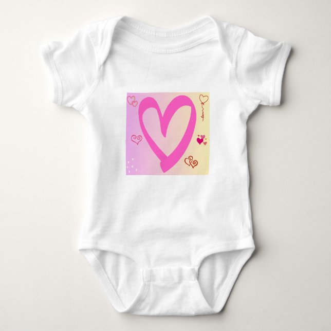 Body Para Bebé Corazones en degradado rosa (Anverso)