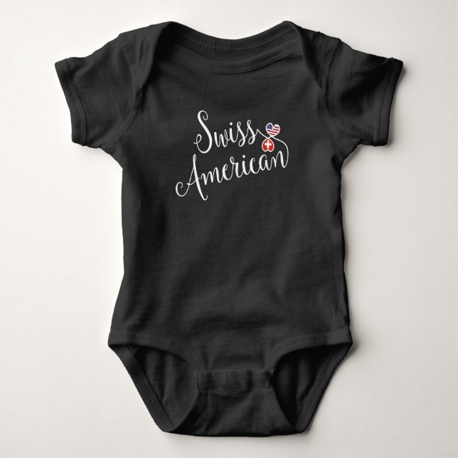 Body Para Bebé Corazones entrelazados suizo-americanos (Anverso)