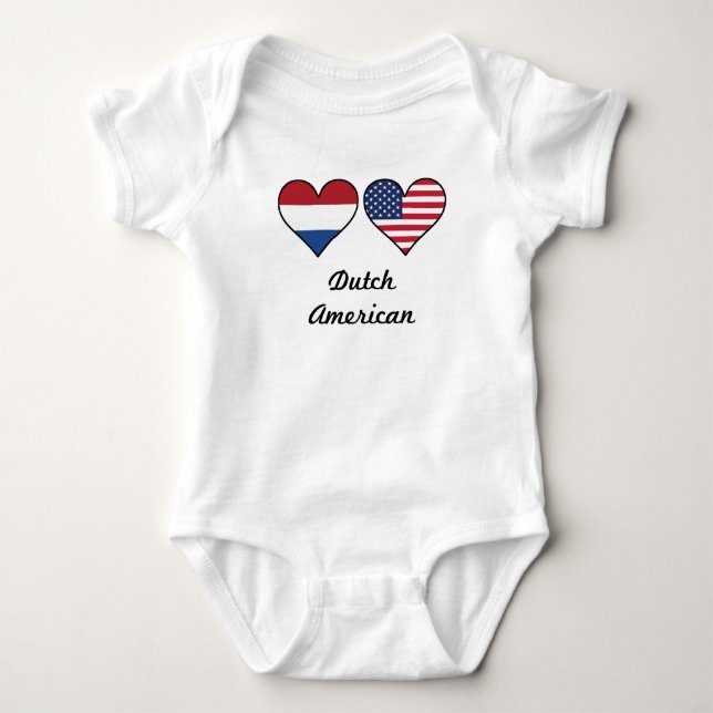 Body Para Bebé Corazones holandeses de la bandera americana (Anverso)